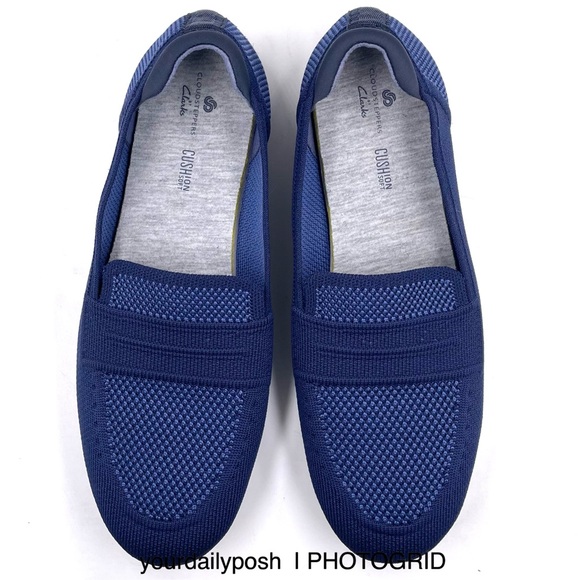 Clarks blue knit Carly Charm washable stretch loafer flats US 6.5 - Picture 8 of 15